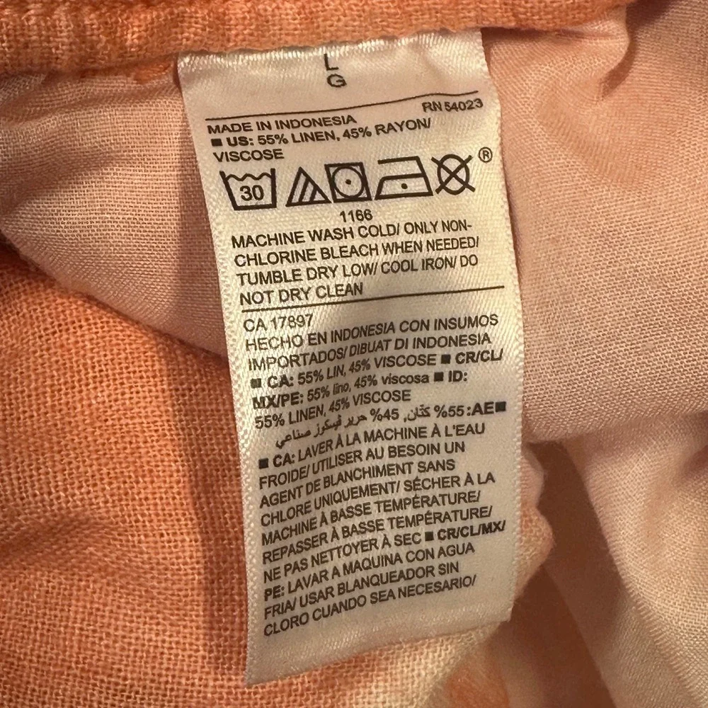 Old Navy Linen‎ Blend Shorts Tie Dye Drawstring Summer Women's L Peach Burgundy